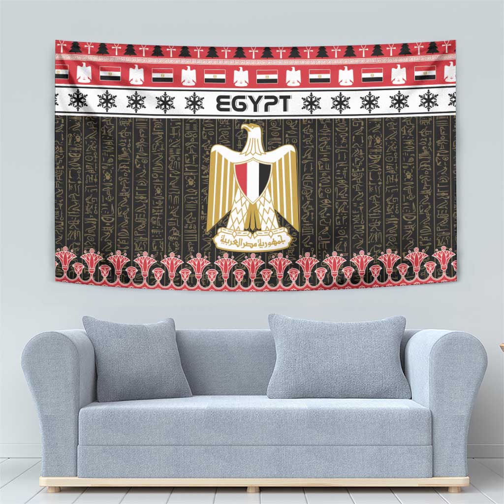 Egypt-themed tapestry with EGYPT title, ornate green background, and gold shield figure