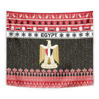 Egypt-themed Christmas tapestry in red and green with gold shield and EGYPT word