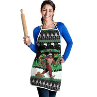 Funny Bigfoot 67 Six Seven Christmas Apron Squatching Through The Snow - Wonder Print Shop
