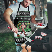 Funny Bigfoot 67 Six Seven Christmas Apron Squatching Through The Snow - Wonder Print Shop