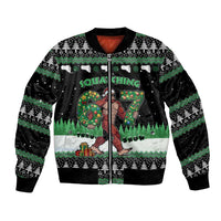 Funny Bigfoot 67 Six Seven Christmas Bomber Jacket Squatching Through The Snow - Wonder Print Shop