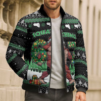 Funny Bigfoot 67 Six Seven Christmas Bomber Puffer Jacket Squatching Through The Snow - Wonder Print Shop
