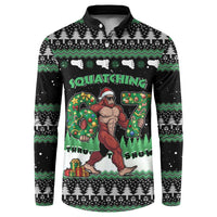 Funny Bigfoot 67 Six Seven Christmas Button Sweatshirt Squatching Through The Snow - Wonder Print Shop