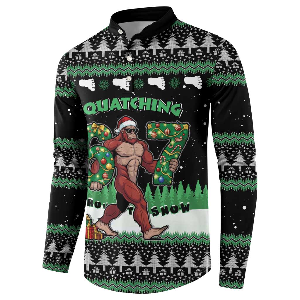 Funny Bigfoot 67 Six Seven Christmas Button Sweatshirt Squatching Through The Snow - Wonder Print Shop