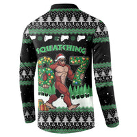 Funny Bigfoot 67 Six Seven Christmas Button Sweatshirt Squatching Through The Snow - Wonder Print Shop