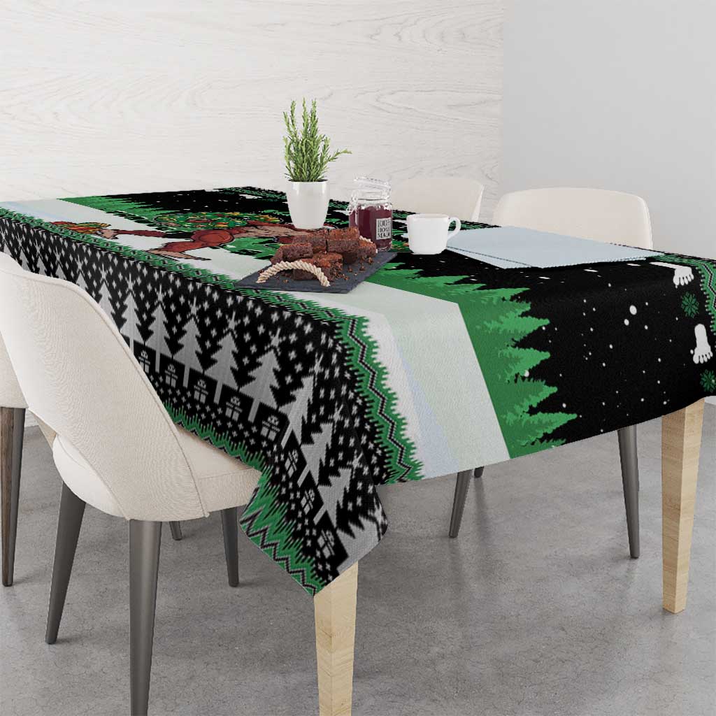 Funny Bigfoot 67 Six Seven Christmas Tablecloth Squatching Through The Snow - Wonder Print Shop