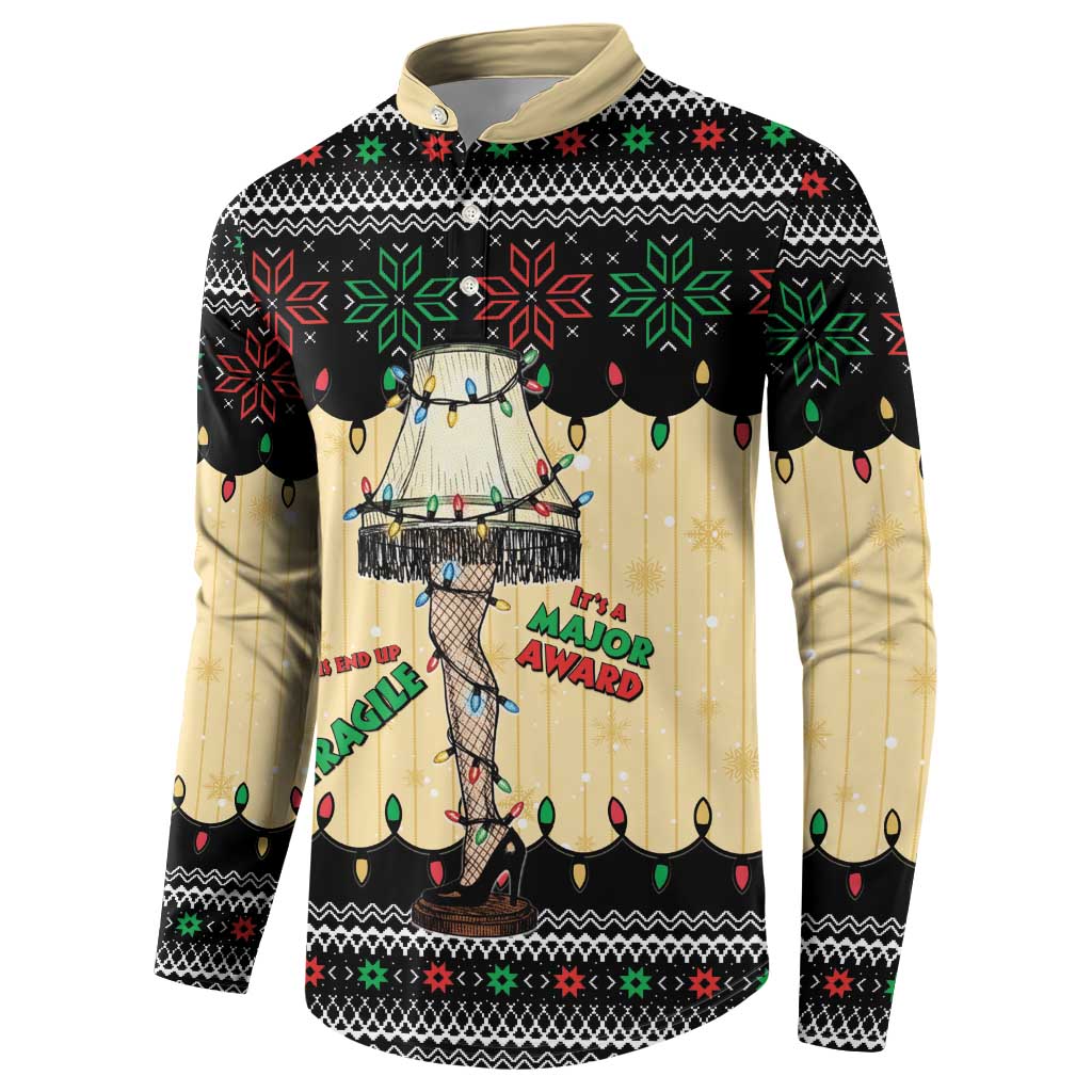 Christmas Story Button Sweatshirt Fragile Leg Lamp - Wonder Print Shop