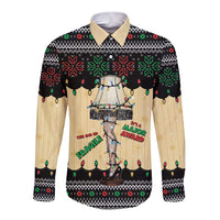 Christmas Story Long Sleeve Button Shirt Fragile Leg Lamp - Wonder Print Shop