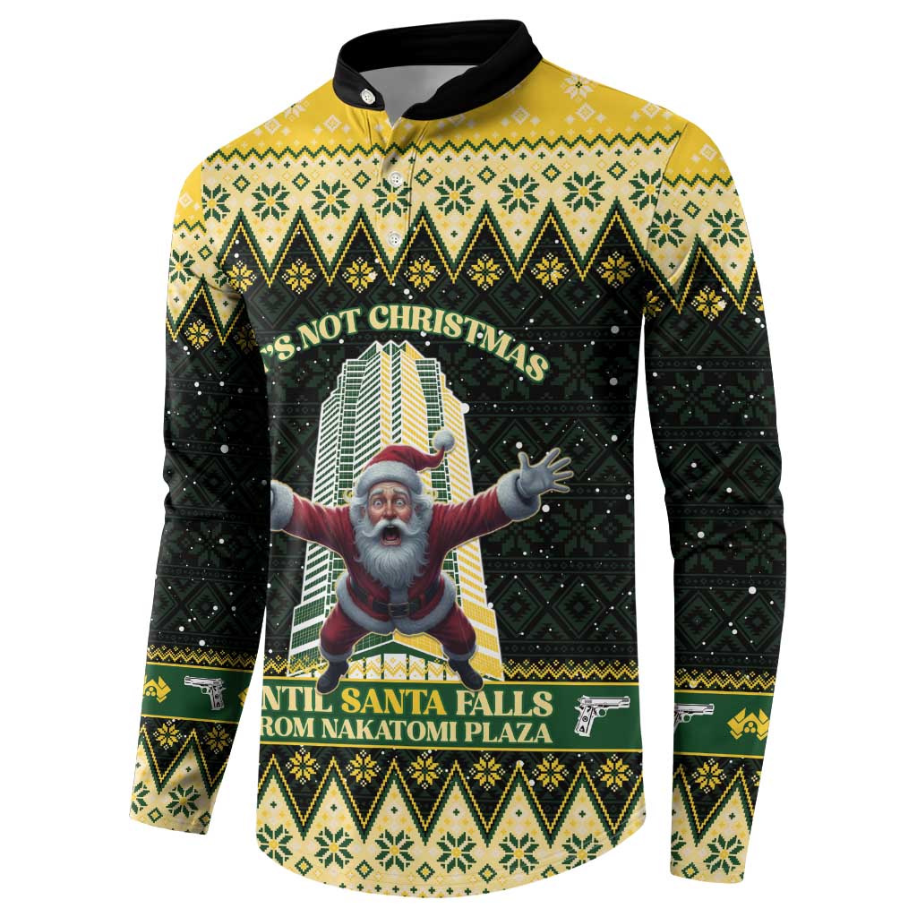 Personalised Nakatomi Plaza Button Sweatshirt It's Not Xmas Until Santa Falls - Wonder Print Shop