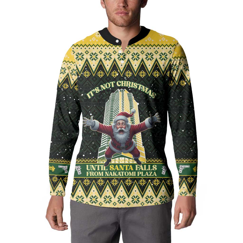 Personalised Nakatomi Plaza Button Sweatshirt It's Not Xmas Until Santa Falls - Wonder Print Shop