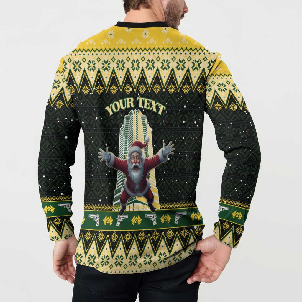 Personalised Nakatomi Plaza Button Sweatshirt It's Not Xmas Until Santa Falls - Wonder Print Shop