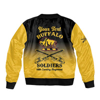 Black and yellow bomber jacket, back graphic with 'Your Text' personalization
