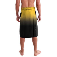 Personalized lavalava, black with yellow upper panel, straight hem wrap skirt
