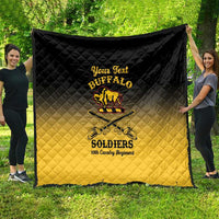 Personalized black and yellow quilt with diamond stitching and Buffalo Soldiers 10th Cavalry emblem
