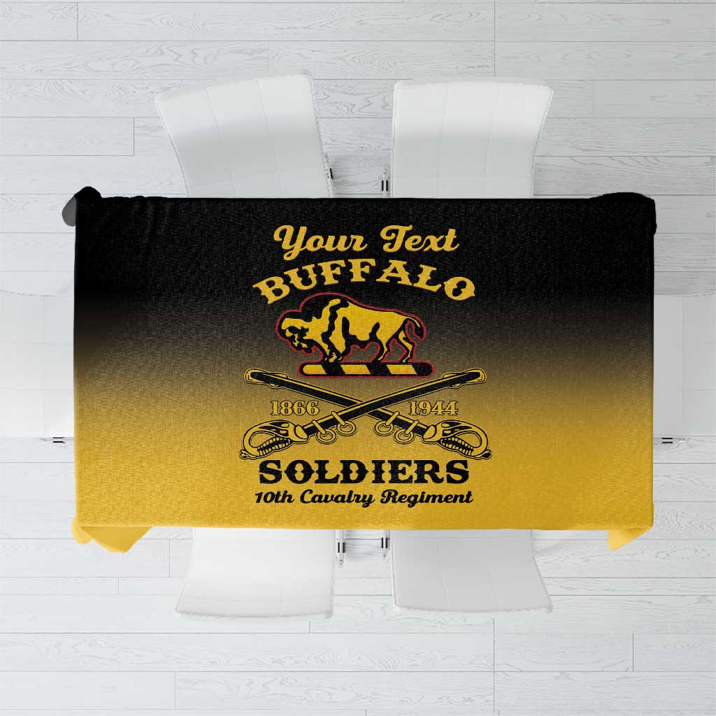 Personalised buffalo soldiers tablecloth, black and gold graphic with your text