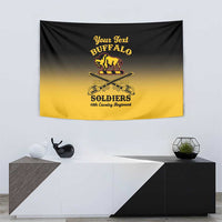 Personalized buffalo soldiers tapestry with “10th Cavalry Regiment” text and yellow motif