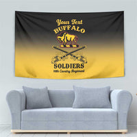 Personalized buffalo soldiers tapestry, black top with yellow lower half and crest