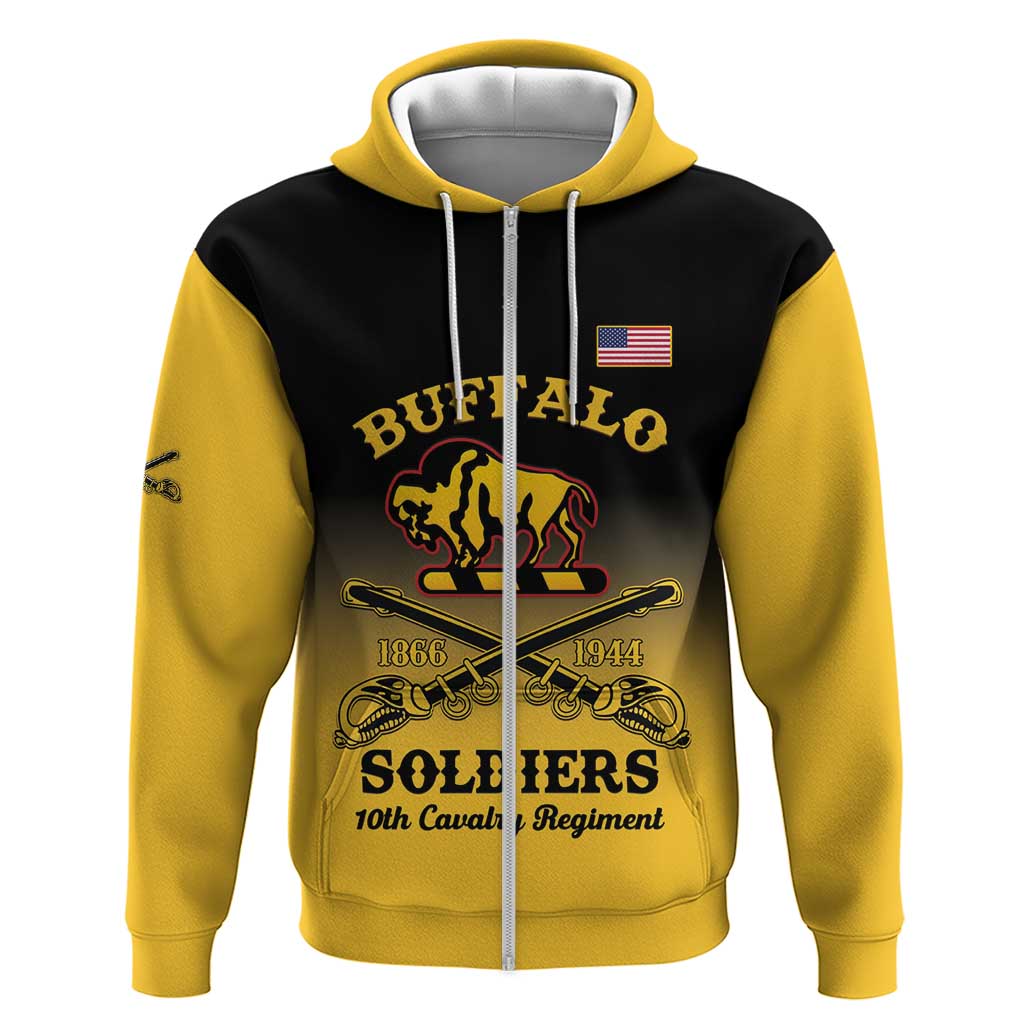 Personalised Buffalo Soldiers Zip Hoodie 10th Cavalry Regiment - Wonder Print Shop