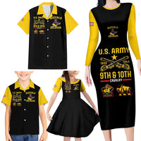 Black and yellow family matching set with long sleeve shirt and bodycon dress
