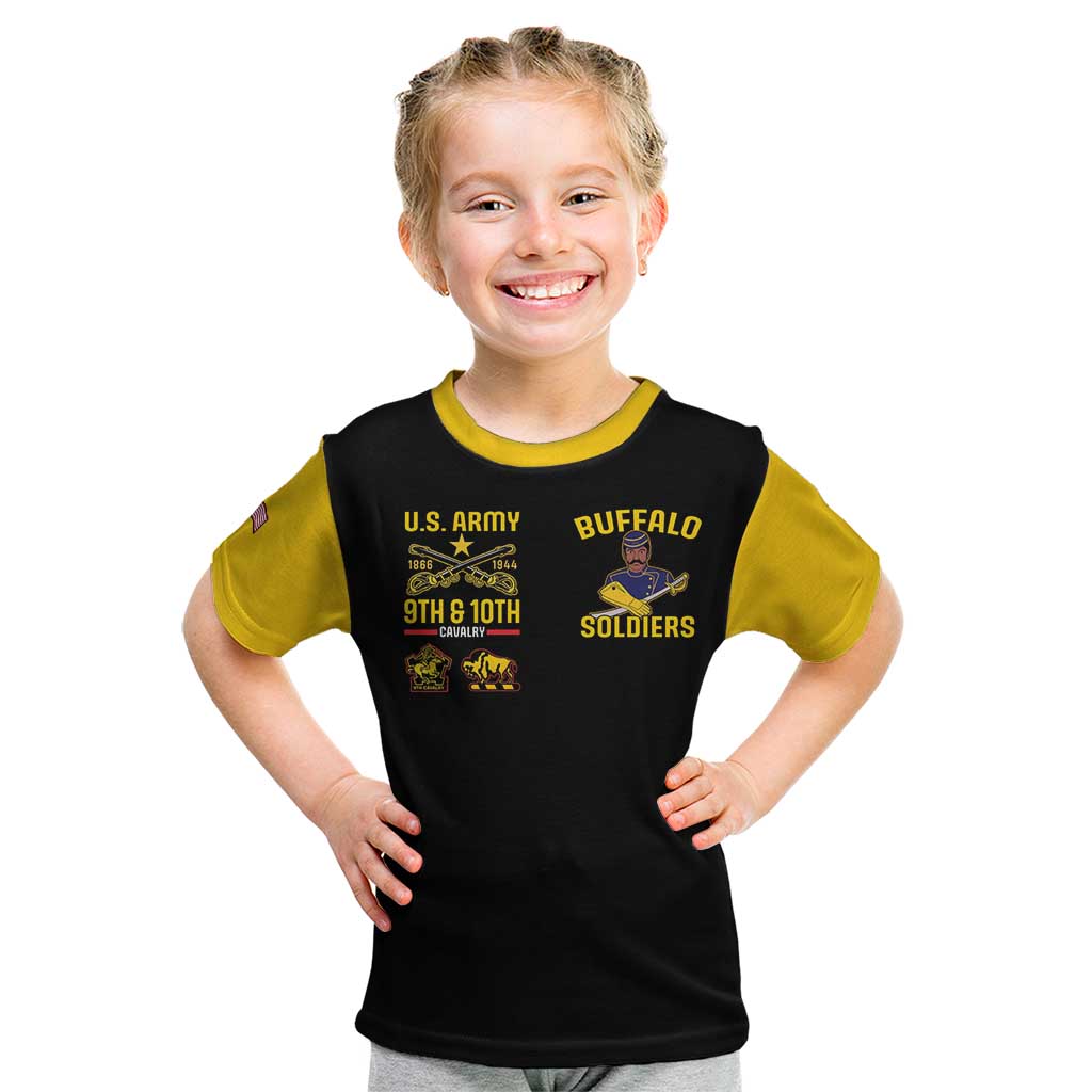 Kids black t-shirt with yellow U.S. Army Buffalo Soldiers graphic