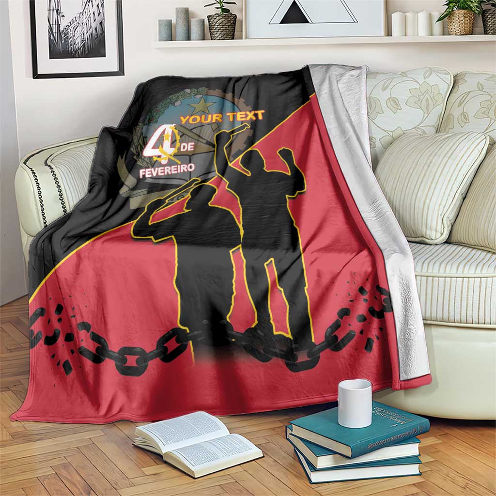 Personalised red and black battle-themed blanket with silhouette graphic and “YOUR TEXT”