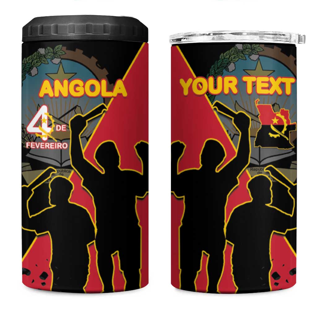 Personalised Angola Day of the Armed Struggle 4 in 1 Can Cooler Tumbler 4 De Fevereiro - Wonder Print Shop