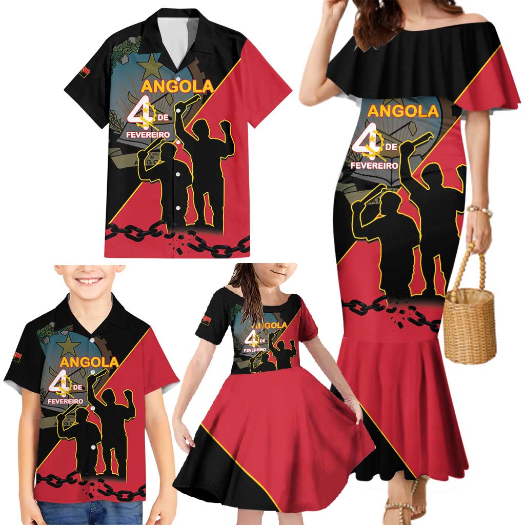 Personalised Angola Day of the Armed Struggle Family Matching Mermaid Dress and Hawaiian Shirt 4 De Fevereiro - Wonder Print Shop