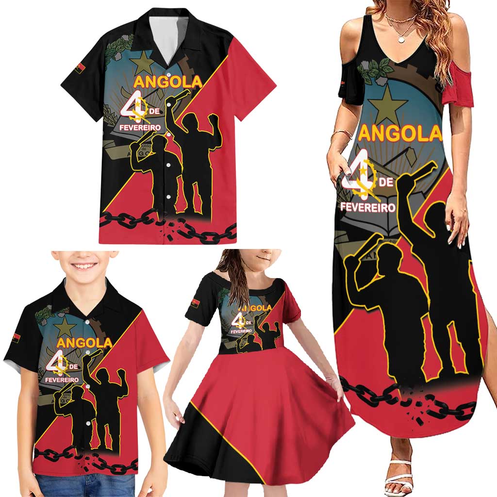 Personalised Angola Day of the Armed Struggle Family Matching Summer Maxi Dress and Hawaiian Shirt 4 De Fevereiro - Wonder Print Shop