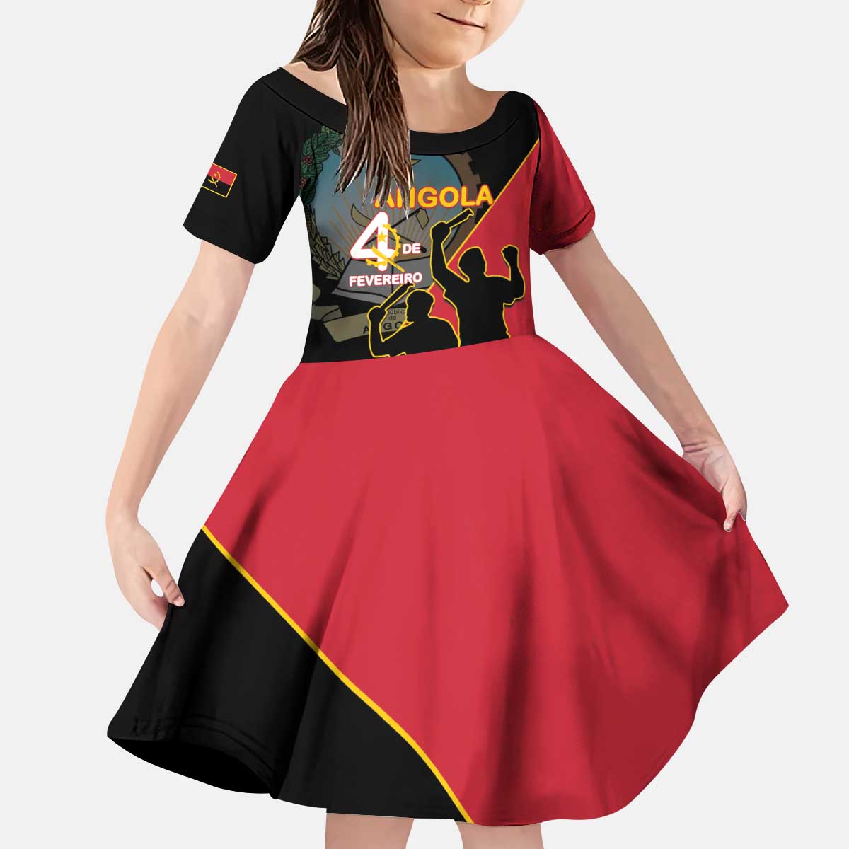 Personalised Angola Day of the Armed Struggle Kid Short Sleeve Dress 4 De Fevereiro - Wonder Print Shop