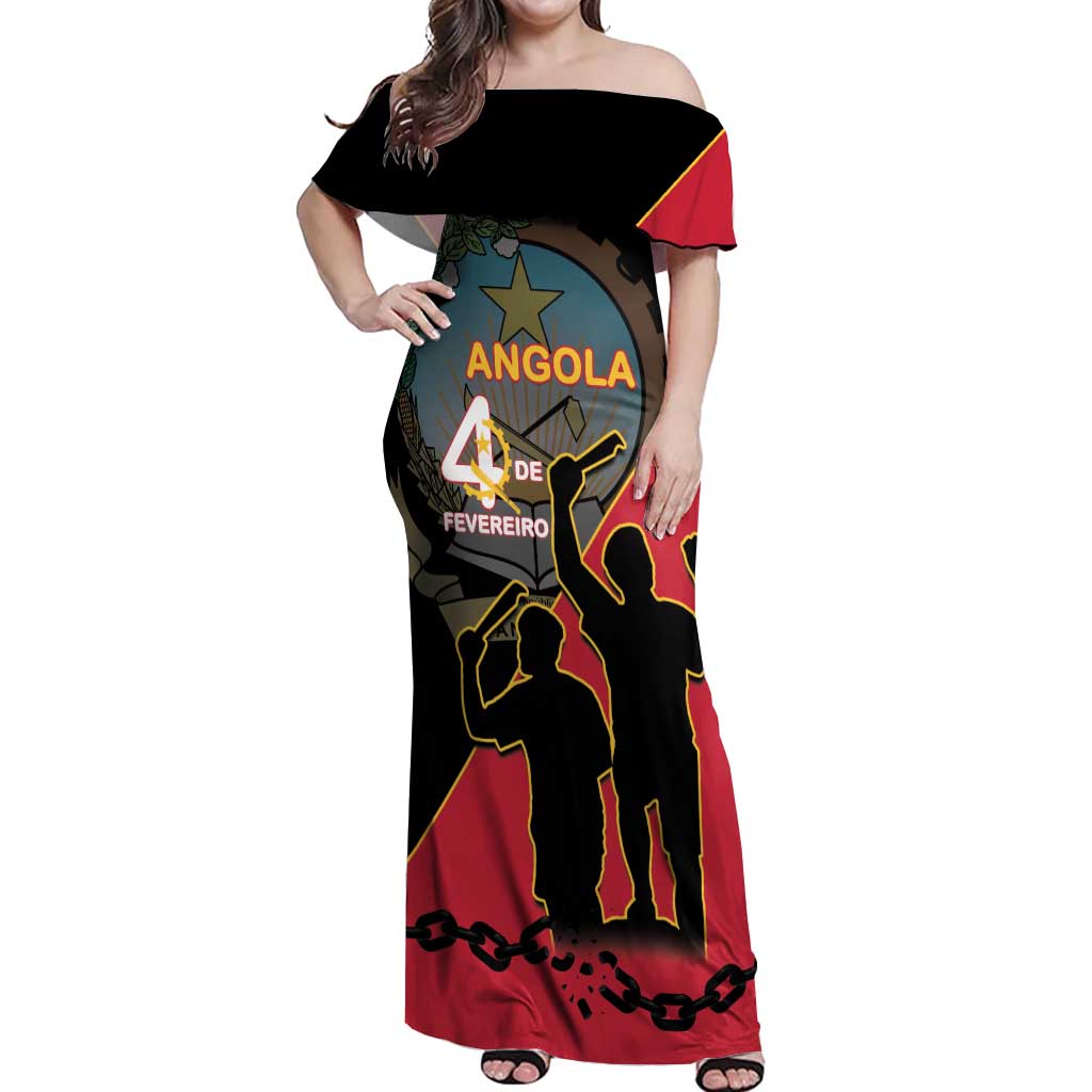 Personalised Angola Day of the Armed Struggle Off Shoulder Maxi Dress 4 De Fevereiro - Wonder Print Shop