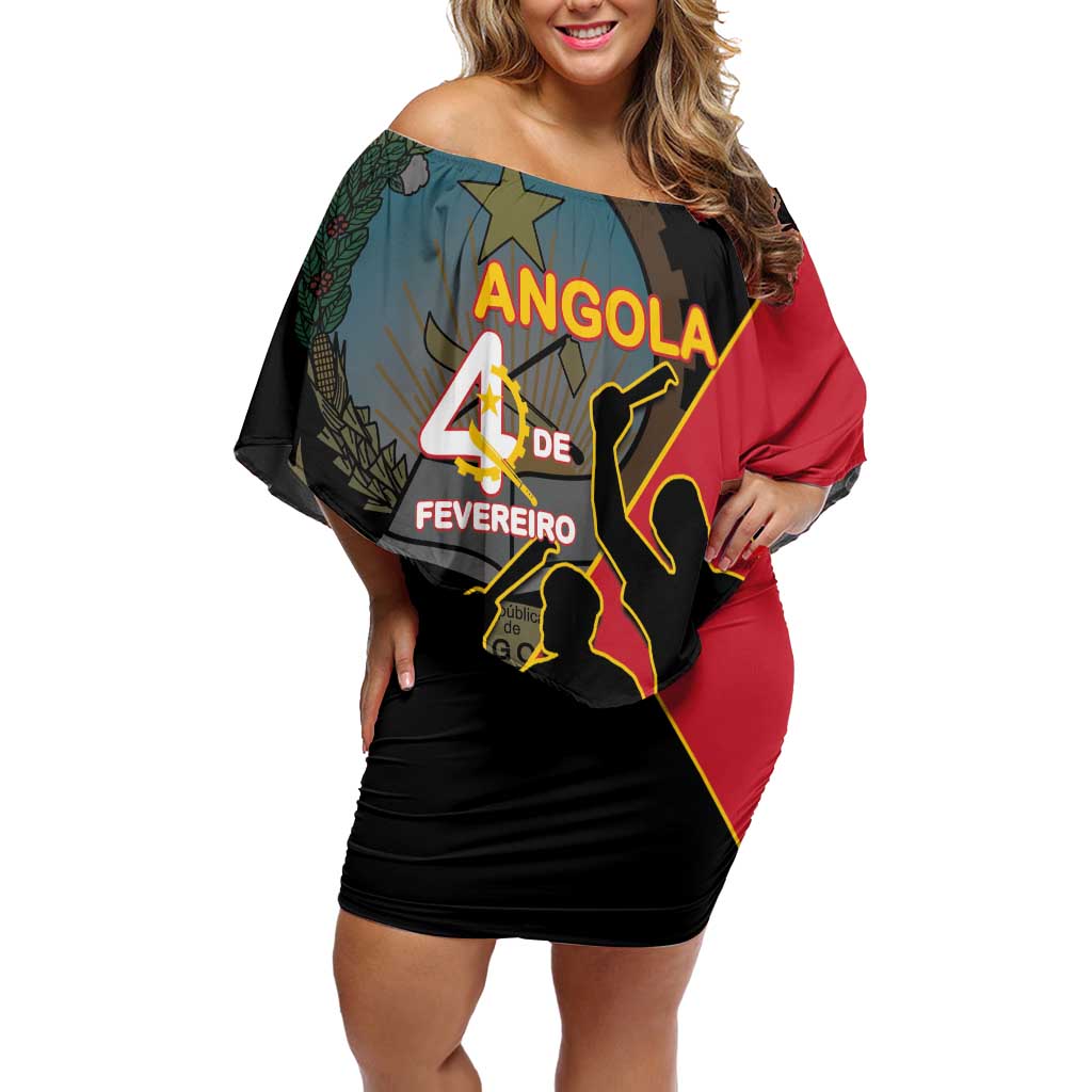 Personalised Angola Day of the Armed Struggle Off Shoulder Short Dress 4 De Fevereiro - Wonder Print Shop