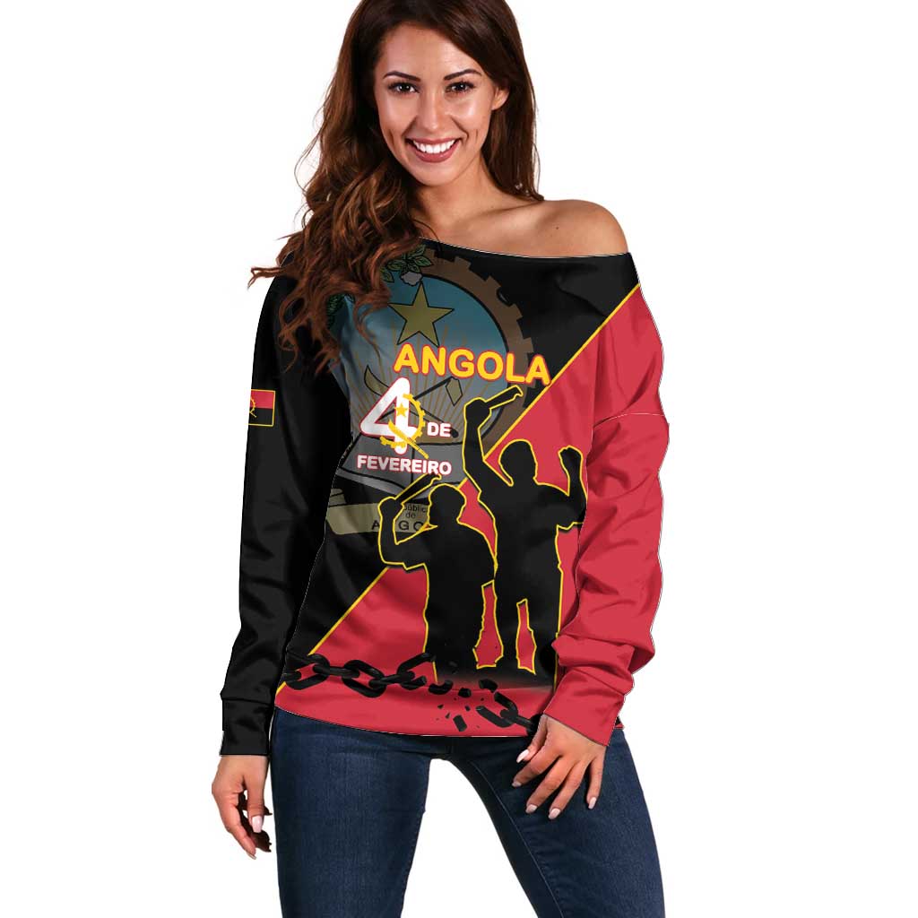 Personalised Angola Day of the Armed Struggle Off Shoulder Sweater 4 De Fevereiro - Wonder Print Shop