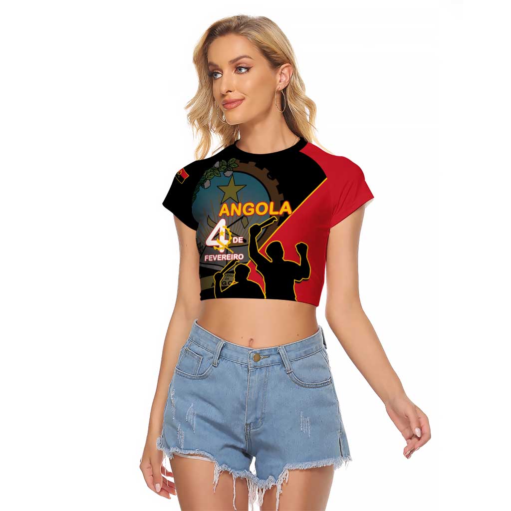 Personalised Angola Day of the Armed Struggle Raglan Cropped T Shirt 4 De Fevereiro - Wonder Print Shop