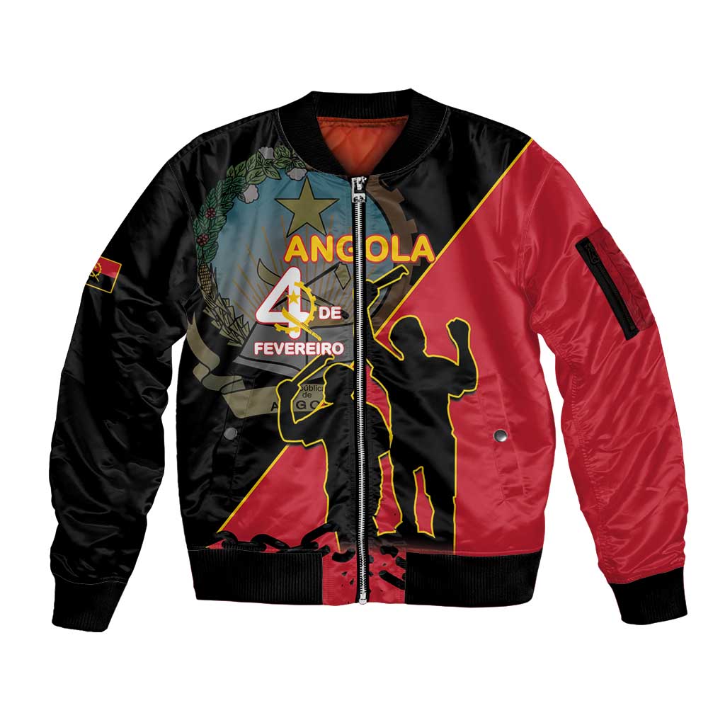 Personalised Angola Day of the Armed Struggle Sleeve Zip Bomber Jacket 4 De Fevereiro - Wonder Print Shop