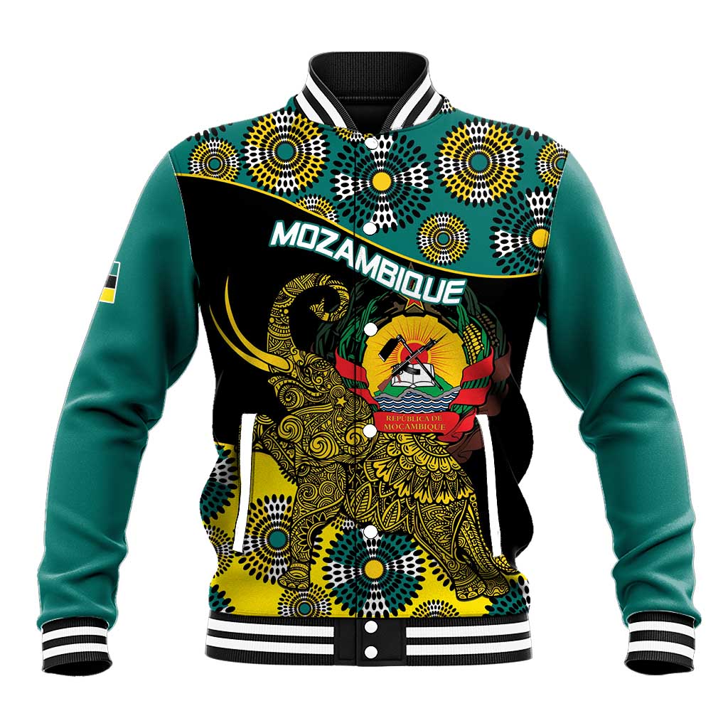 Personalised Mozambique Baseball Jacket African Elephant With Coat Of Arms - Wonder Print Shop