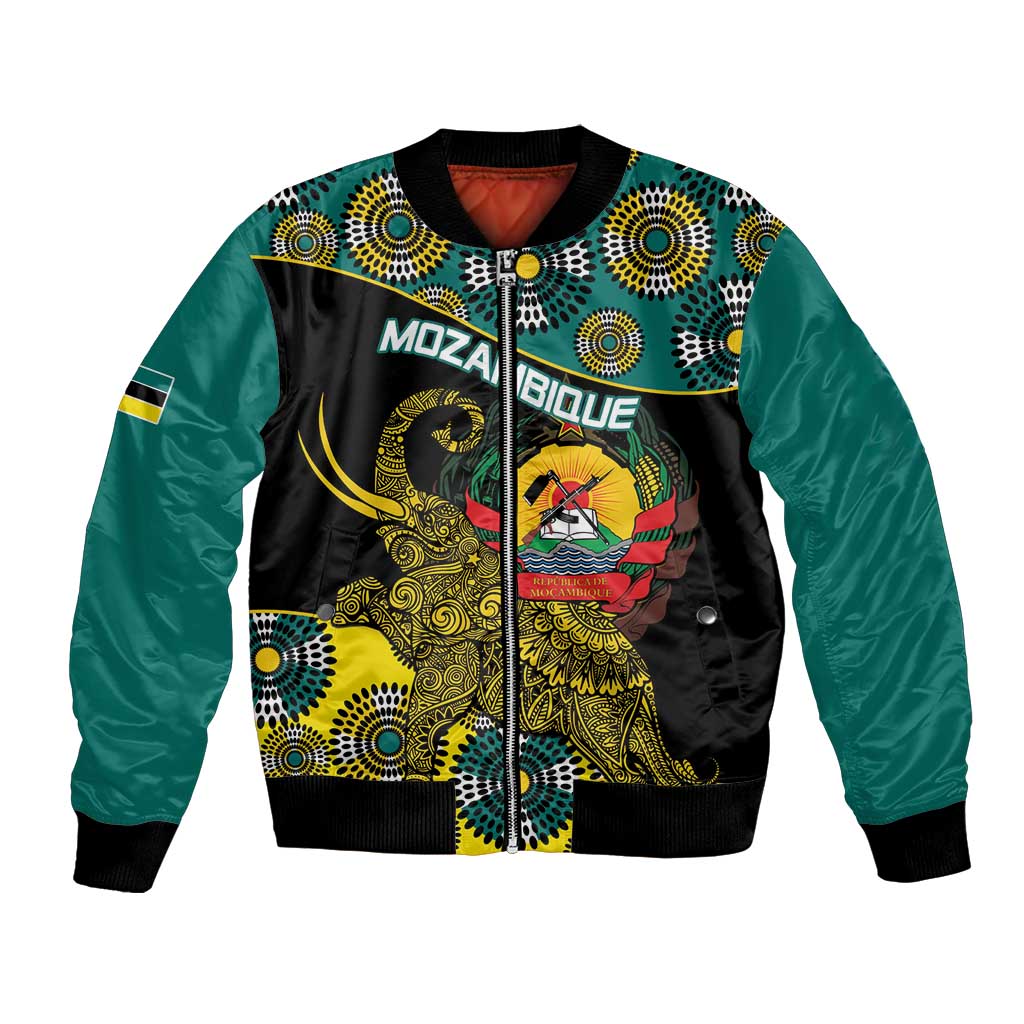 Personalised Mozambique Bomber Jacket African Elephant With Coat Of Arms - Wonder Print Shop