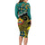 Personalised Mozambique Long Sleeve Bodycon Dress African Elephant With Coat Of Arms - Wonder Print Shop