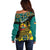 Personalised Mozambique Off Shoulder Sweater African Elephant With Coat Of Arms