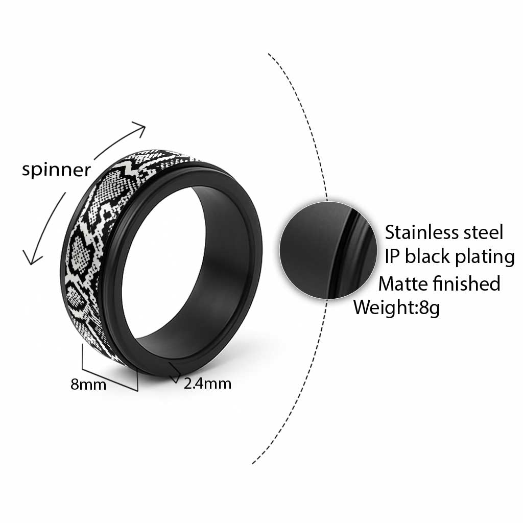 African Snake Skin Pattern Spinner Ring - Wonder Print Shop