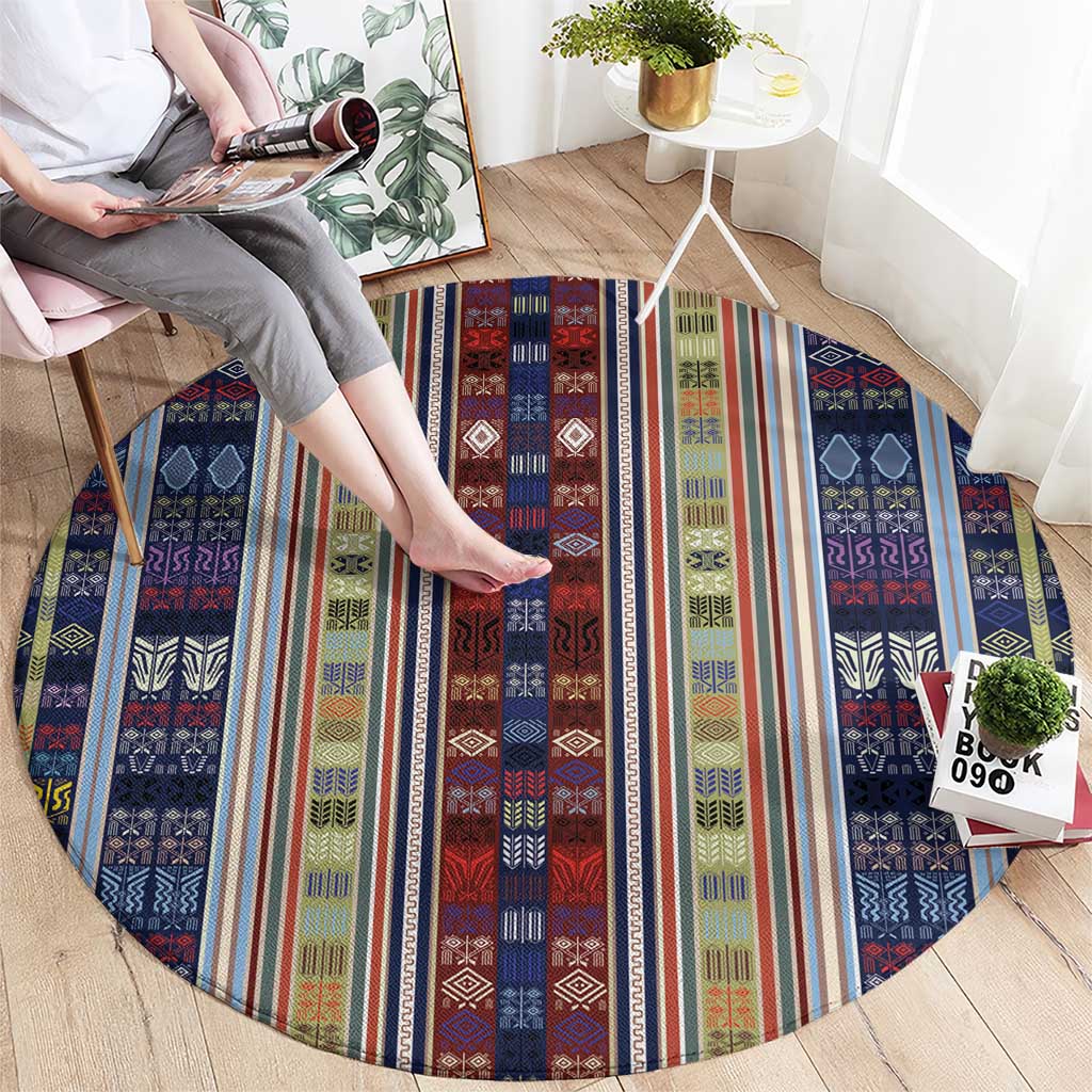 Lamba Mpanjaka Madagascar Round Carpet Traditional Pattern