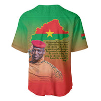 Green V-neck baseball jersey with back map, star, and printed quote text