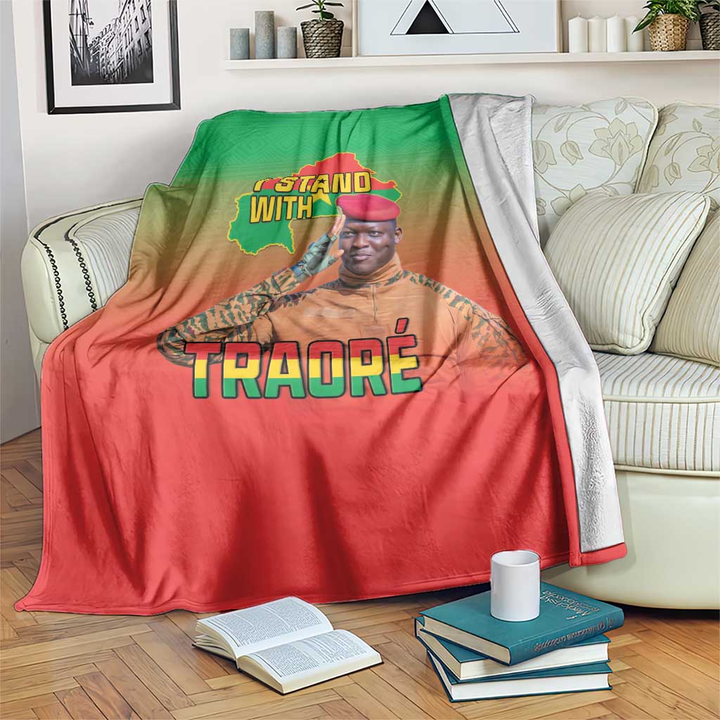 I Stand With Traore Blanket Burkina Faso Flag Map - African Pattern