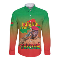 Long-sleeve button shirt with green-red gradient and Burkina Faso map graphic