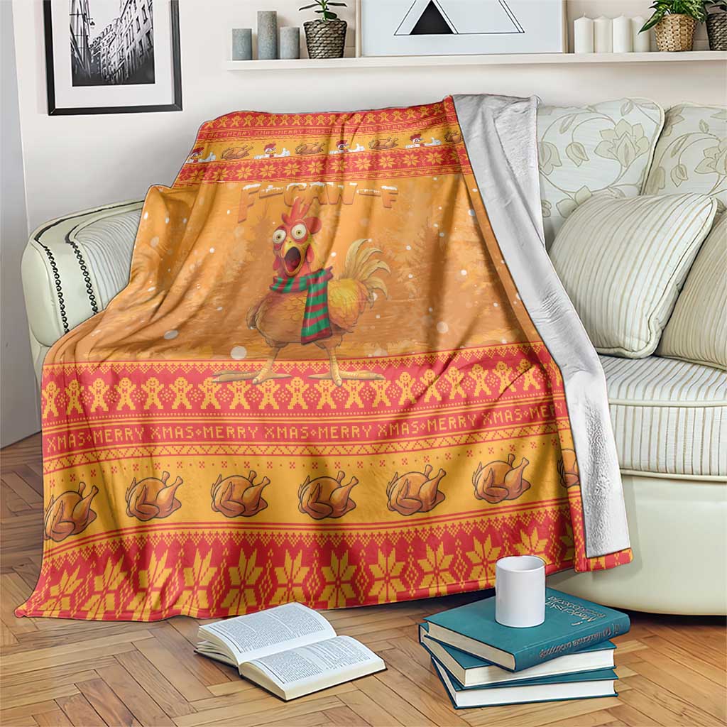 Funny Christmas F Caw F Chicken Blanket Merry Craw Mas - Wonder Print Shop