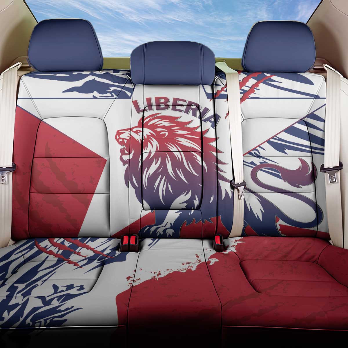 Liberia Lion Back Car Seat Cover Grunge Style - Wonder Print Shop