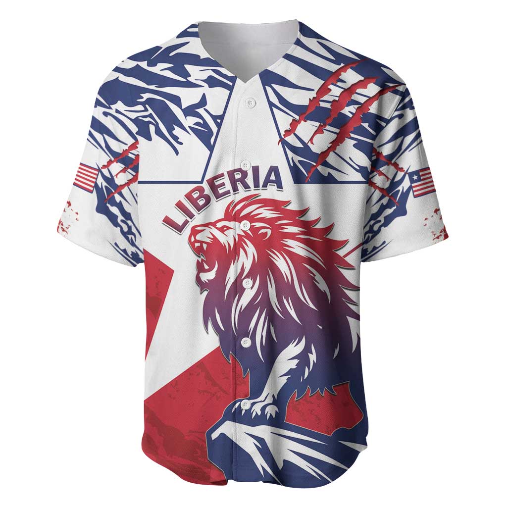 Personalised Liberia Lion Baseball Jersey Grunge Style - Wonder Print Shop