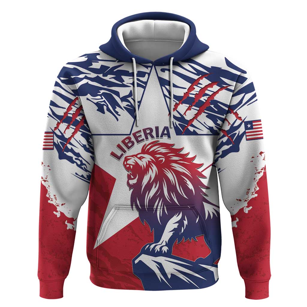 Personalised Liberia Lion Hoodie Grunge Style - Wonder Print Shop