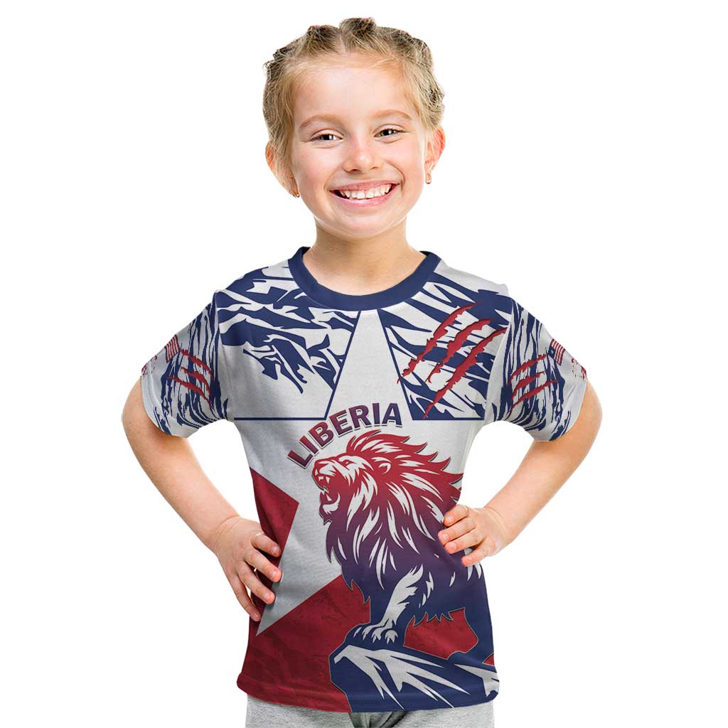 Personalised Liberia Lion Kid T Shirt Grunge Style - Wonder Print Shop