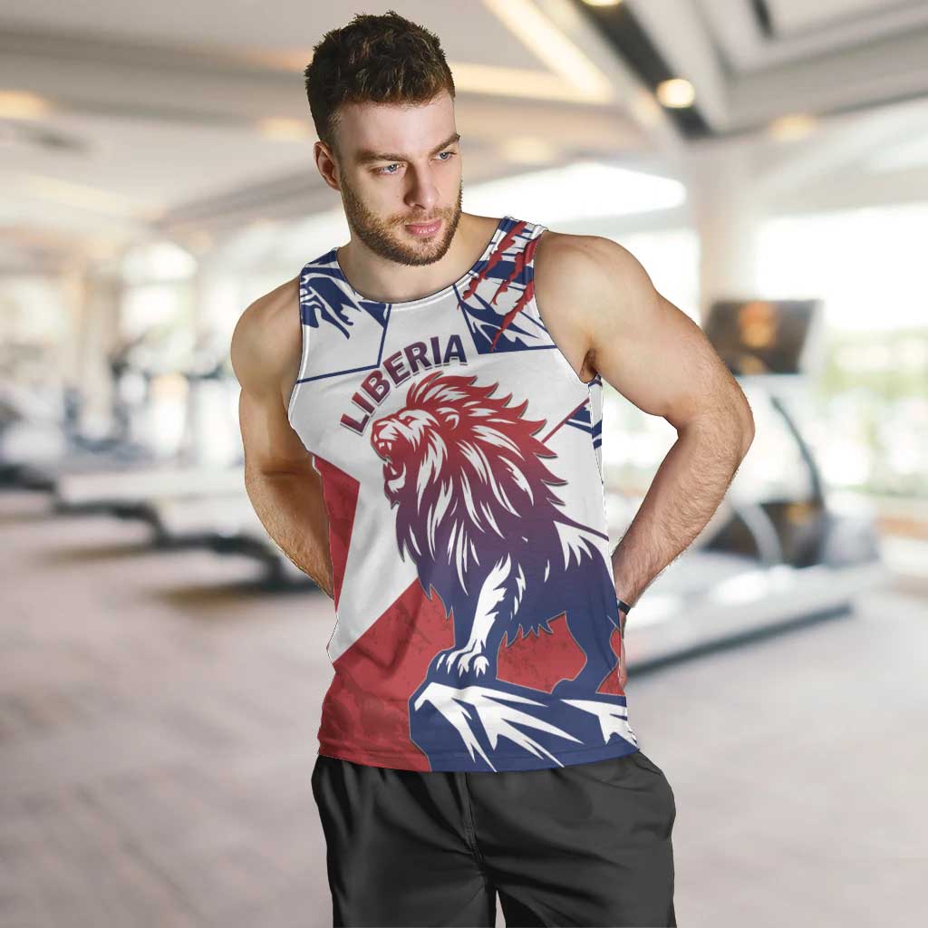 Personalised Liberia Lion Men Tank Top Grunge Style - Wonder Print Shop