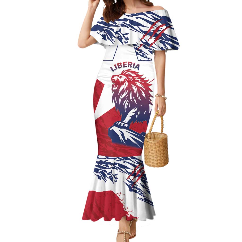 Personalised Liberia Lion Mermaid Dress Grunge Style - Wonder Print Shop